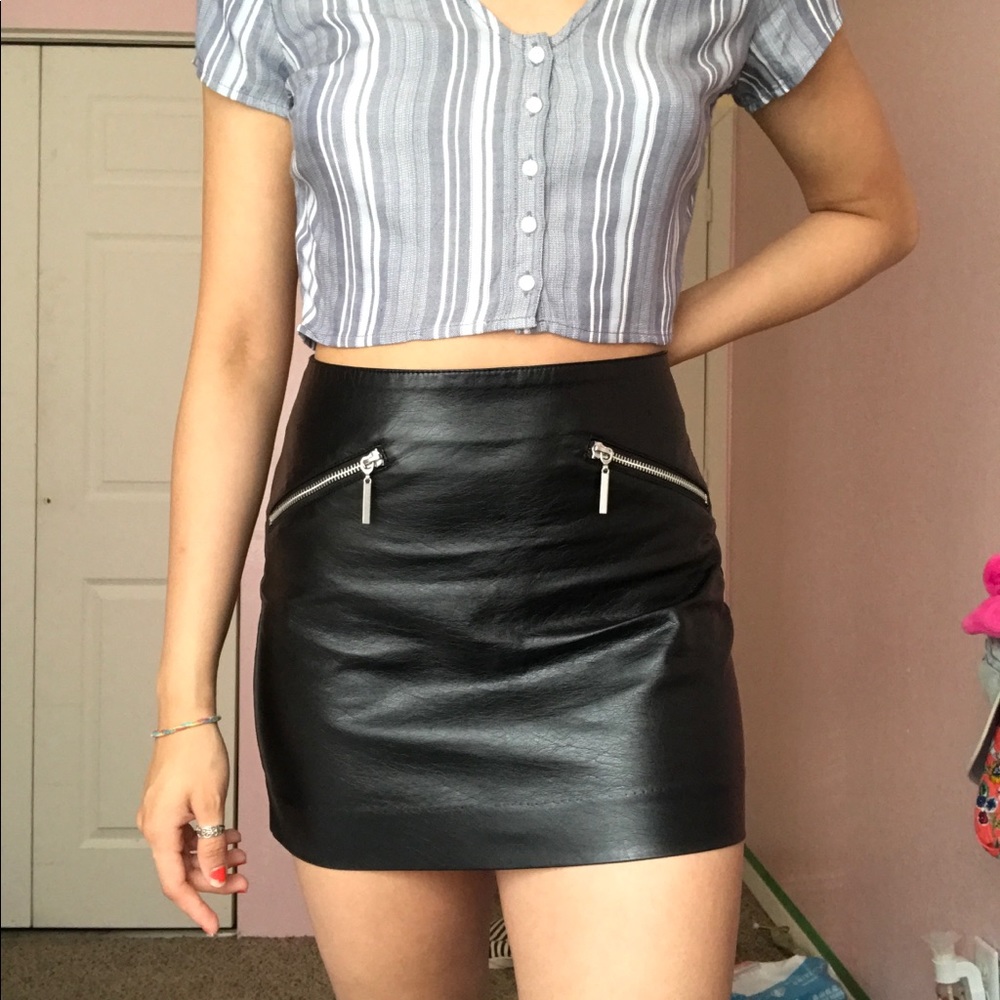 Black leather skirt